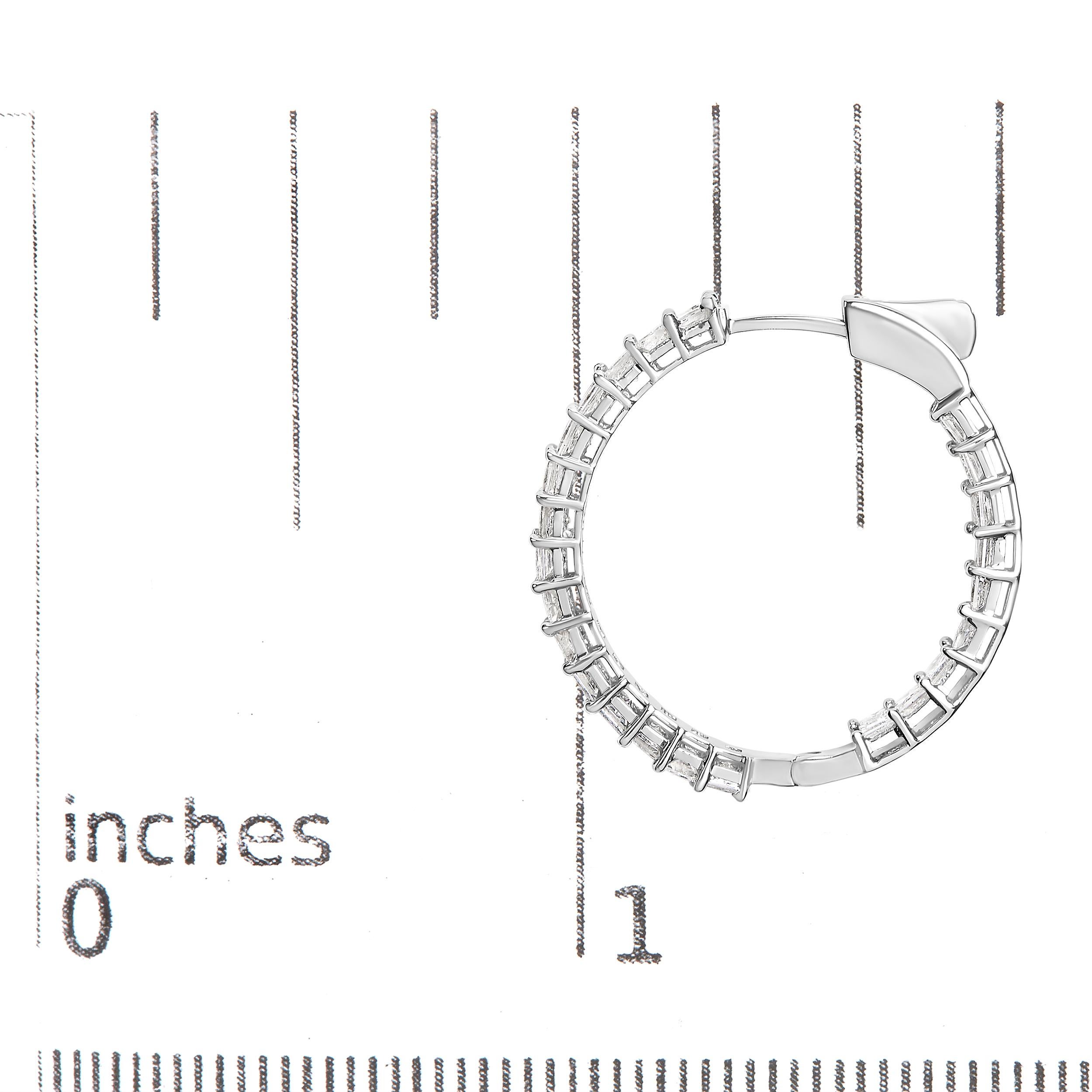 14K Weißgold 5.0 Karat Gesamtkaratgewicht Prinzessinnenschliff Diamant Inside Out Creolen Ohrringe (Carréschliff)