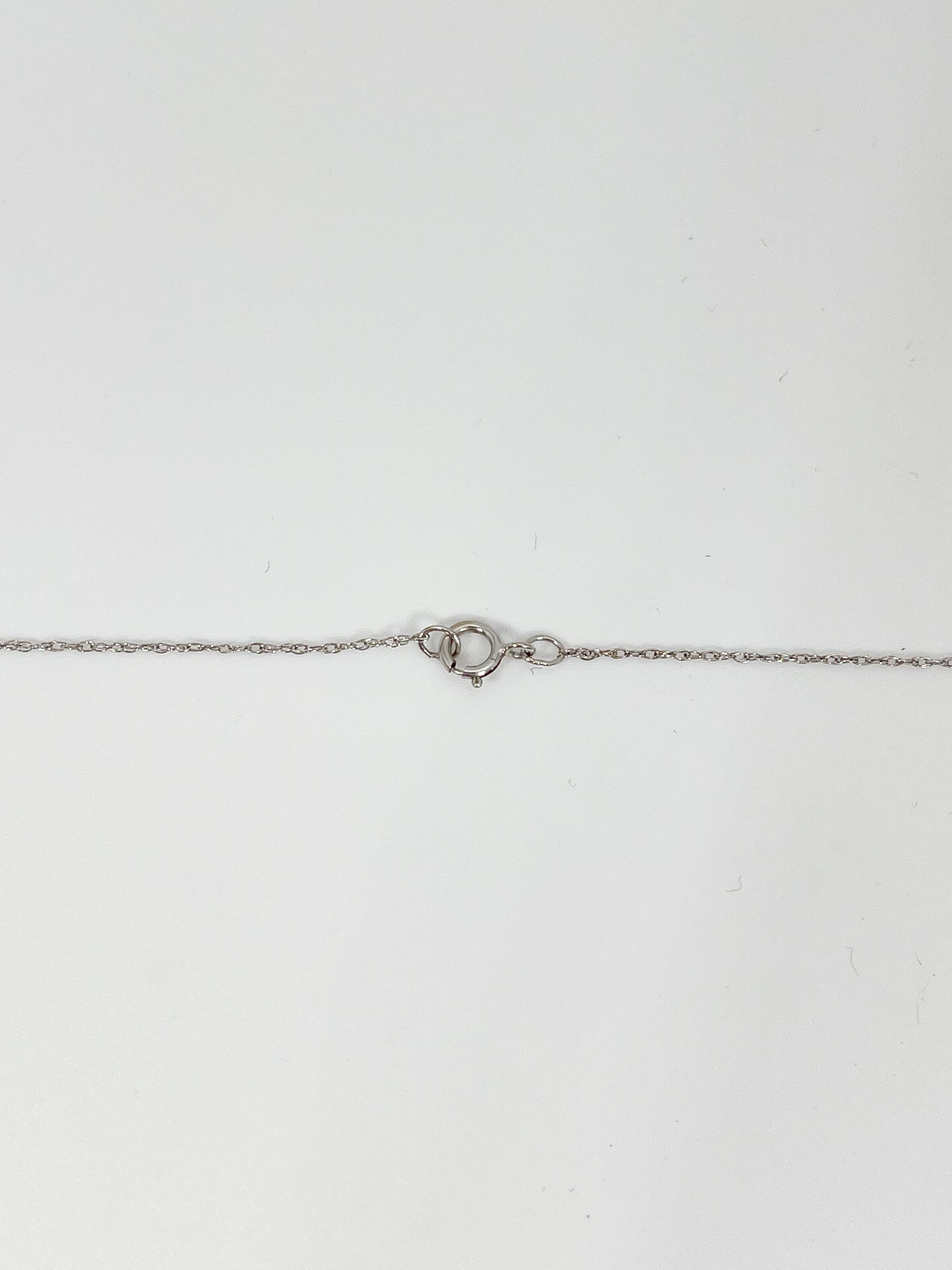 Women's 14K White Gold .50 CTW Diamond Halo Pendant Necklace For Sale