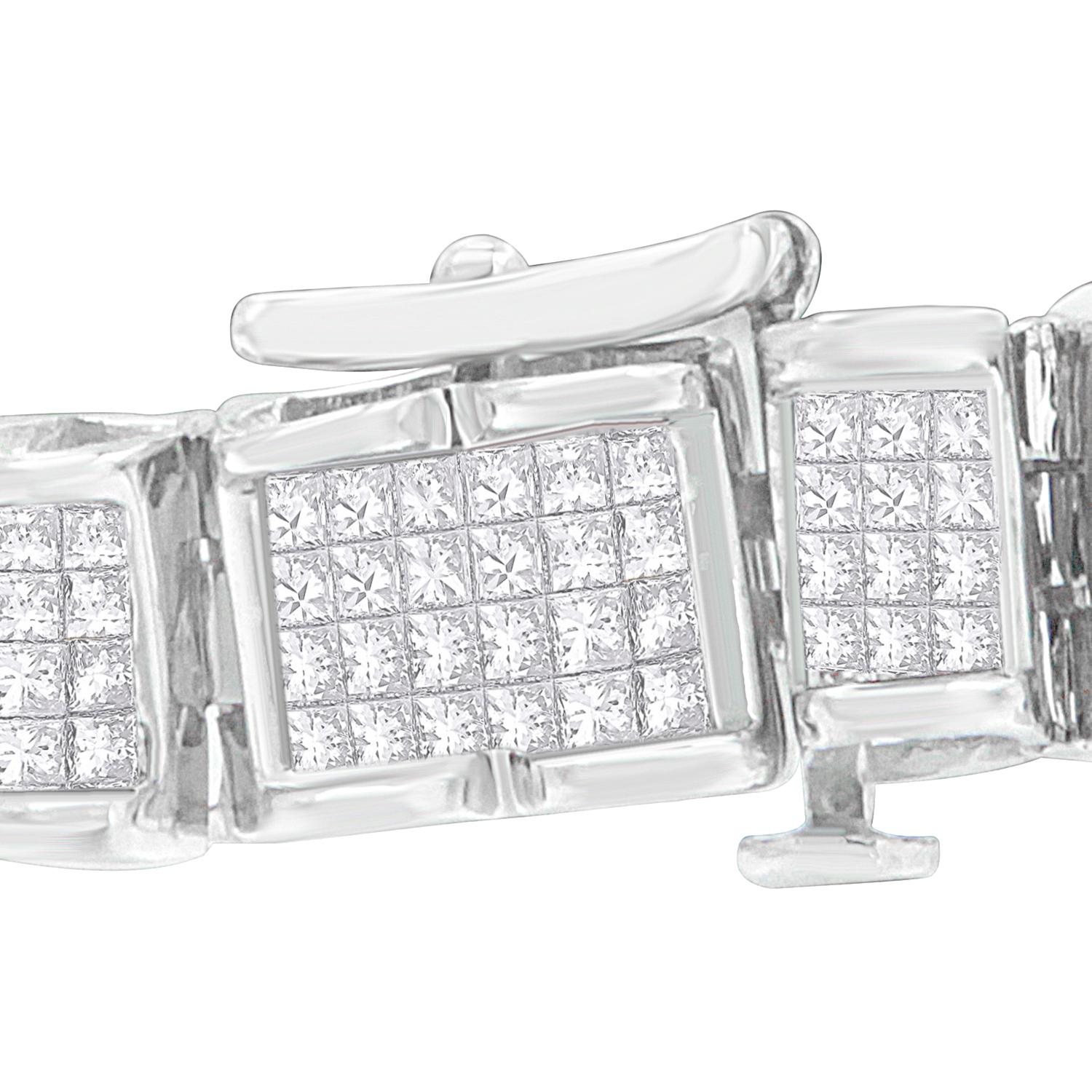 Oro blanco de 14 quilates Pulsera de tenis con diamantes talla princesa de 5,00 quilates Contemporáneo en venta