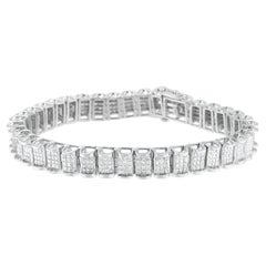 14K White Gold 5.00 Carat Princess Cut Diamond Tennis Bracelet