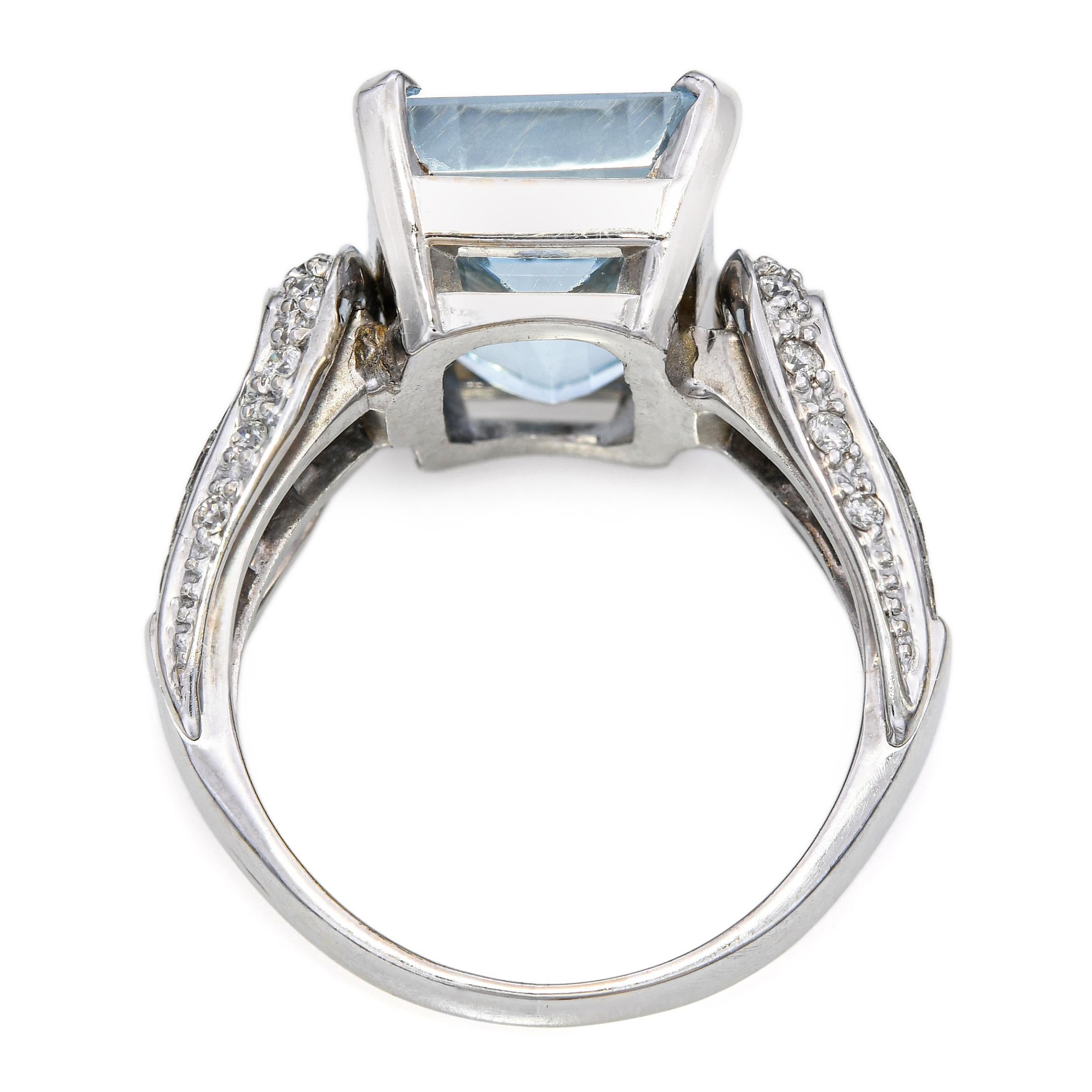 da uomo o donna Anello con dichiarazione in oro bianco 14k con diamante e topazio da 5,03 carati in vendita