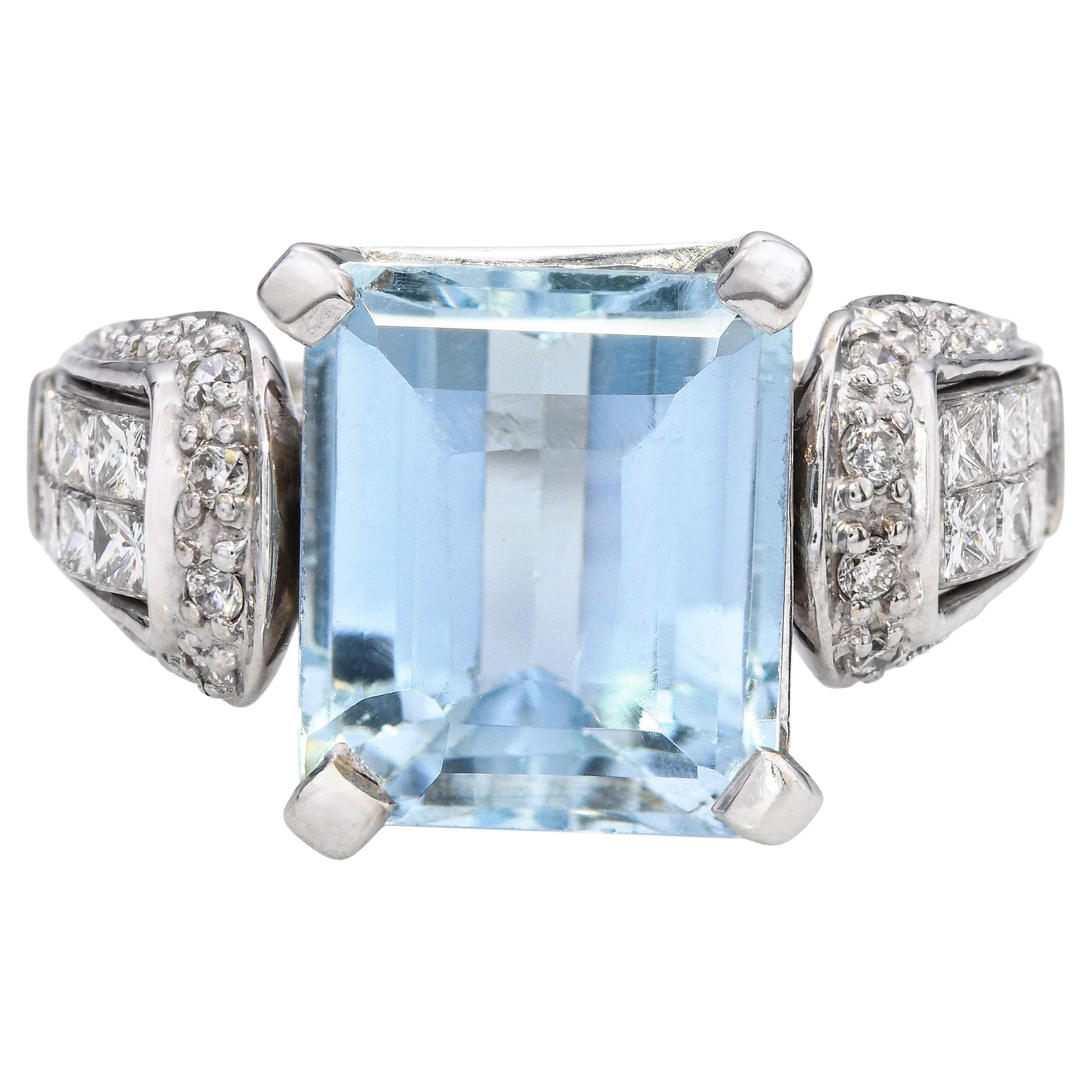 14k White Gold 5.03ct Topaz Diamond Statement Ring