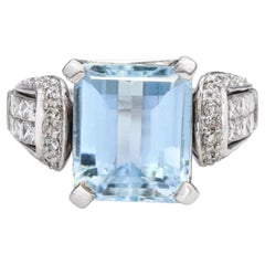 14k White Gold 5.03ct Topaz Diamond Statement Ring