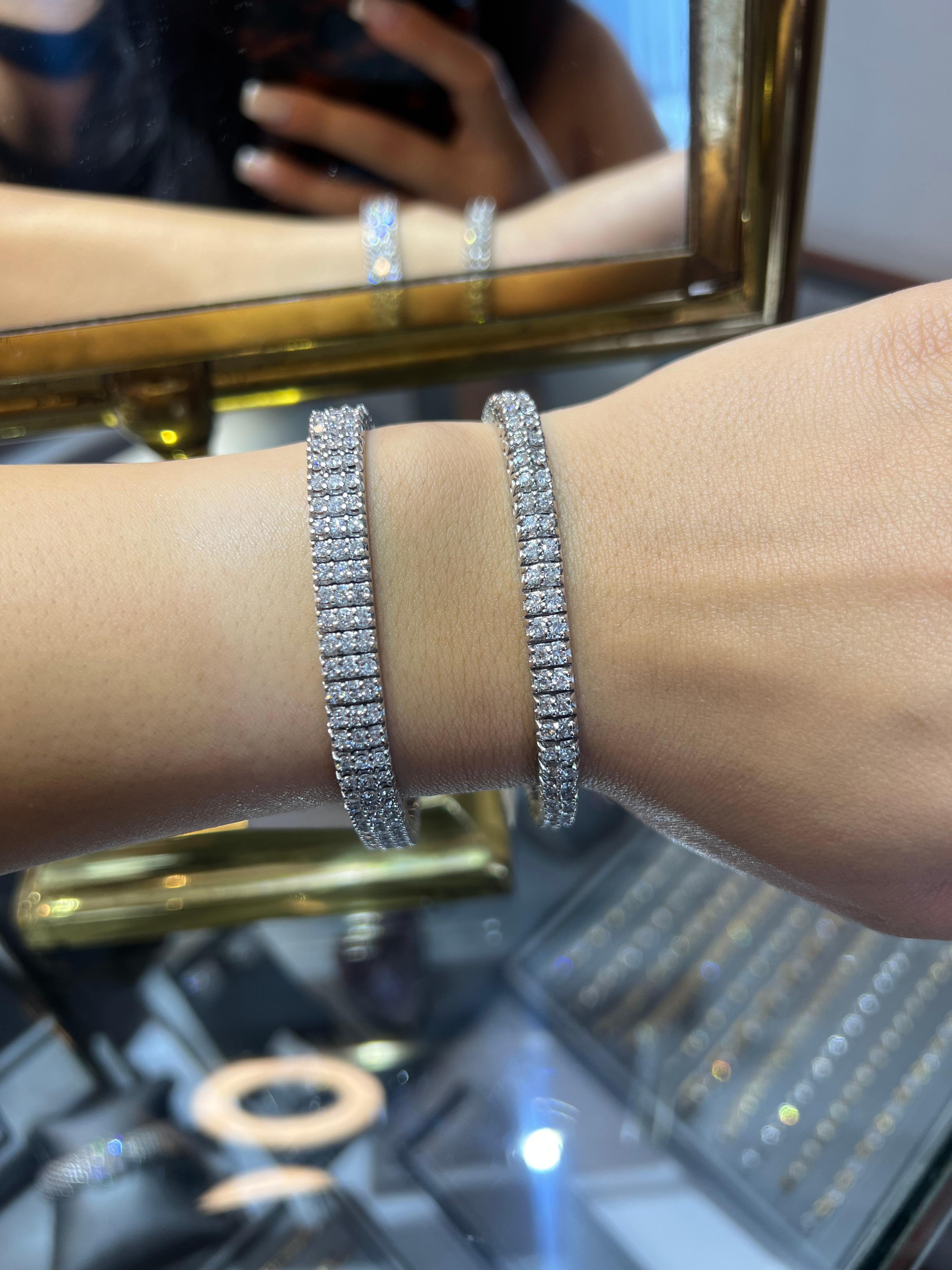 Bracciale Tennis a due file di diamanti in oro bianco 14k 5,0ct, New York Crafted in vendita 4