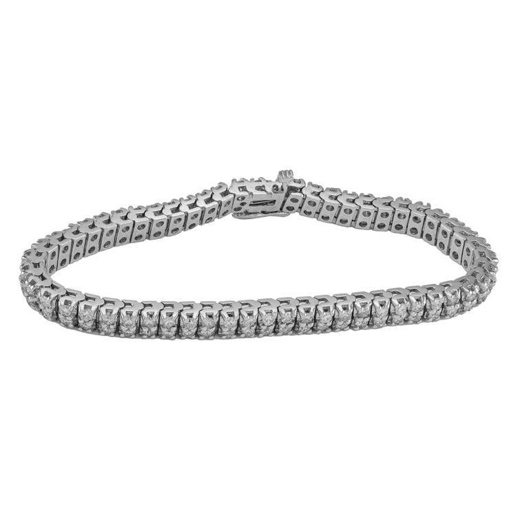 Contemporain Bracelet de tennis à deux rangs en or blanc 14k, 5.0ct Diamond, New York Crafted en vente