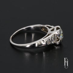 14k White Gold 0.5ct Old Mine Cut Diamond Engagement Ring with Accents - Size 5