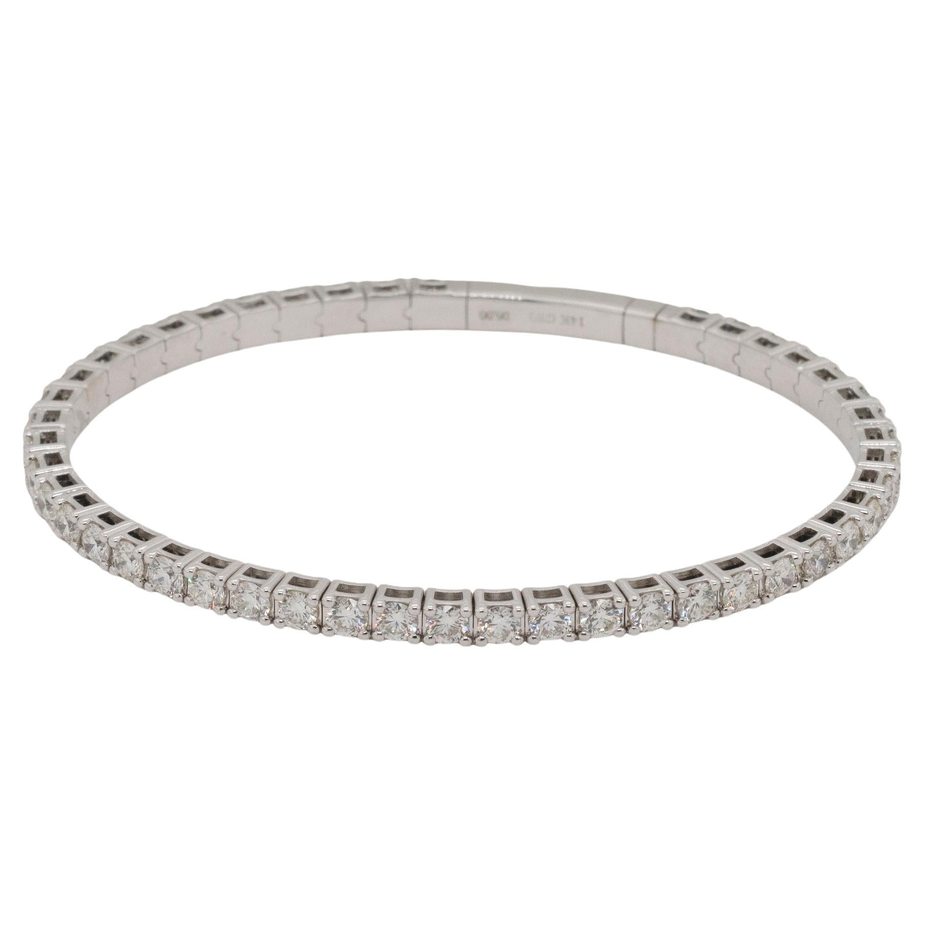 14k Weißgold 5.0ctw natürlicher Diamant Tennis-Armreif im Stretch-Stil