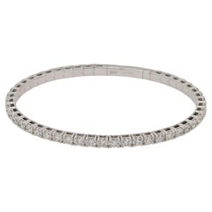 14k Weißgold 5.0ctw natürlicher Diamant Tennis-Armreif im Stretch-Stil