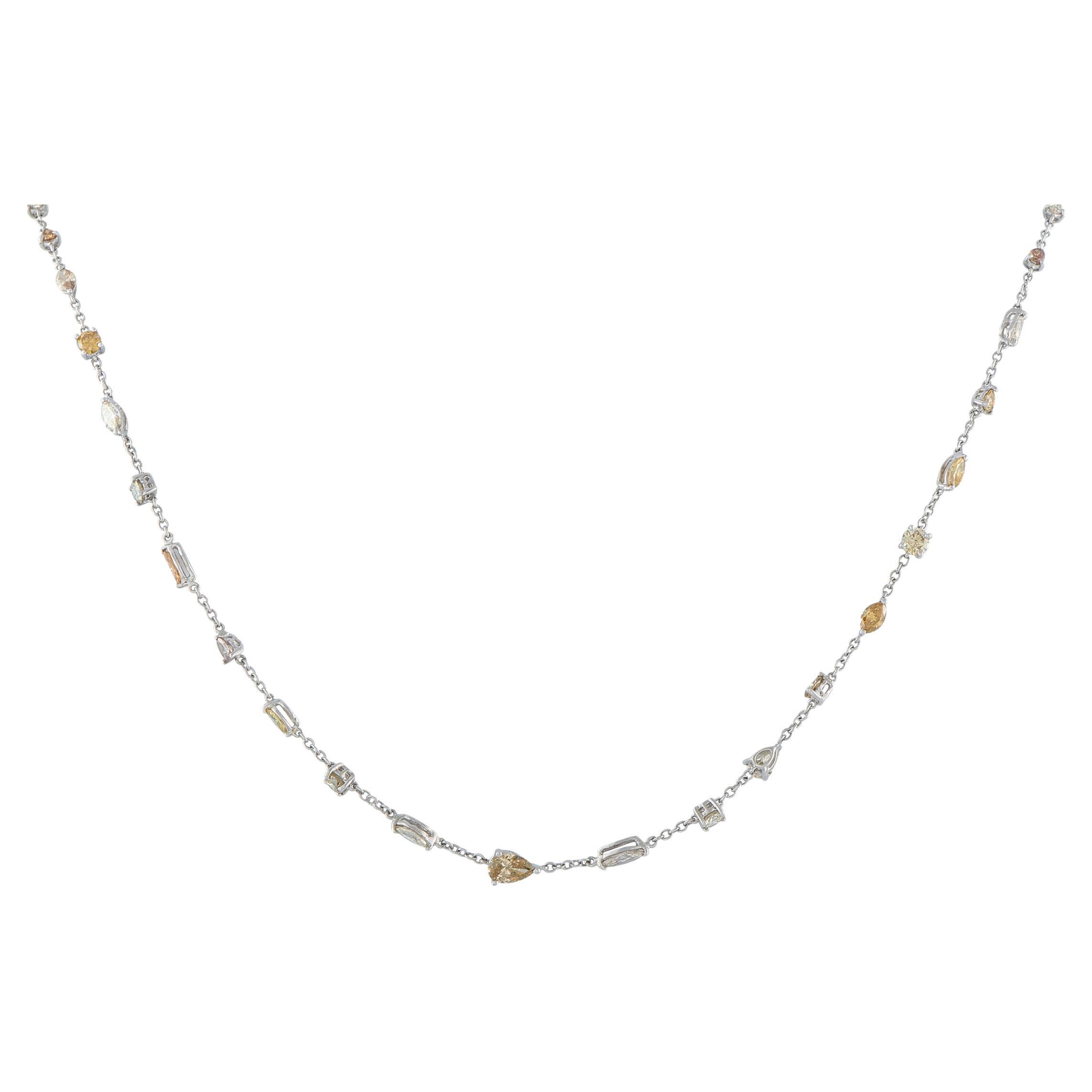 Collar de diamantes multicolor de 5,50 ct en oro blanco de 14 quilates MF08-020526 en venta