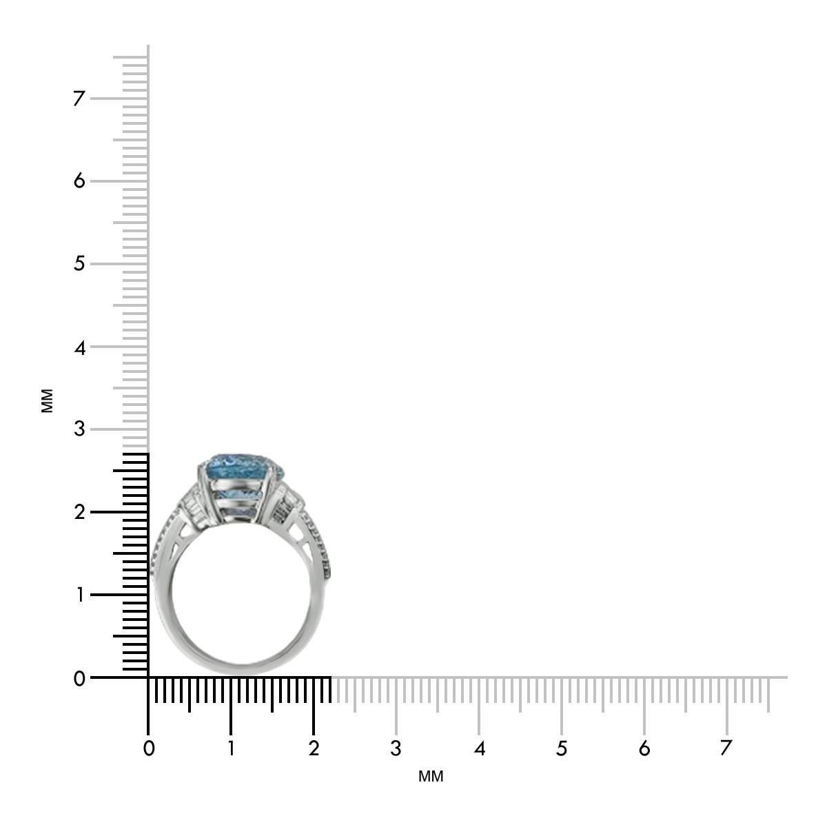 14K White Gold 5.56 Cts Aquamarine Diamond Ring. Style# R3583 In New Condition For Sale In New York, NY