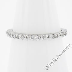 14k White Gold .55ct Round Brilliant Diamond Stack Eternity Wedding Band Ring