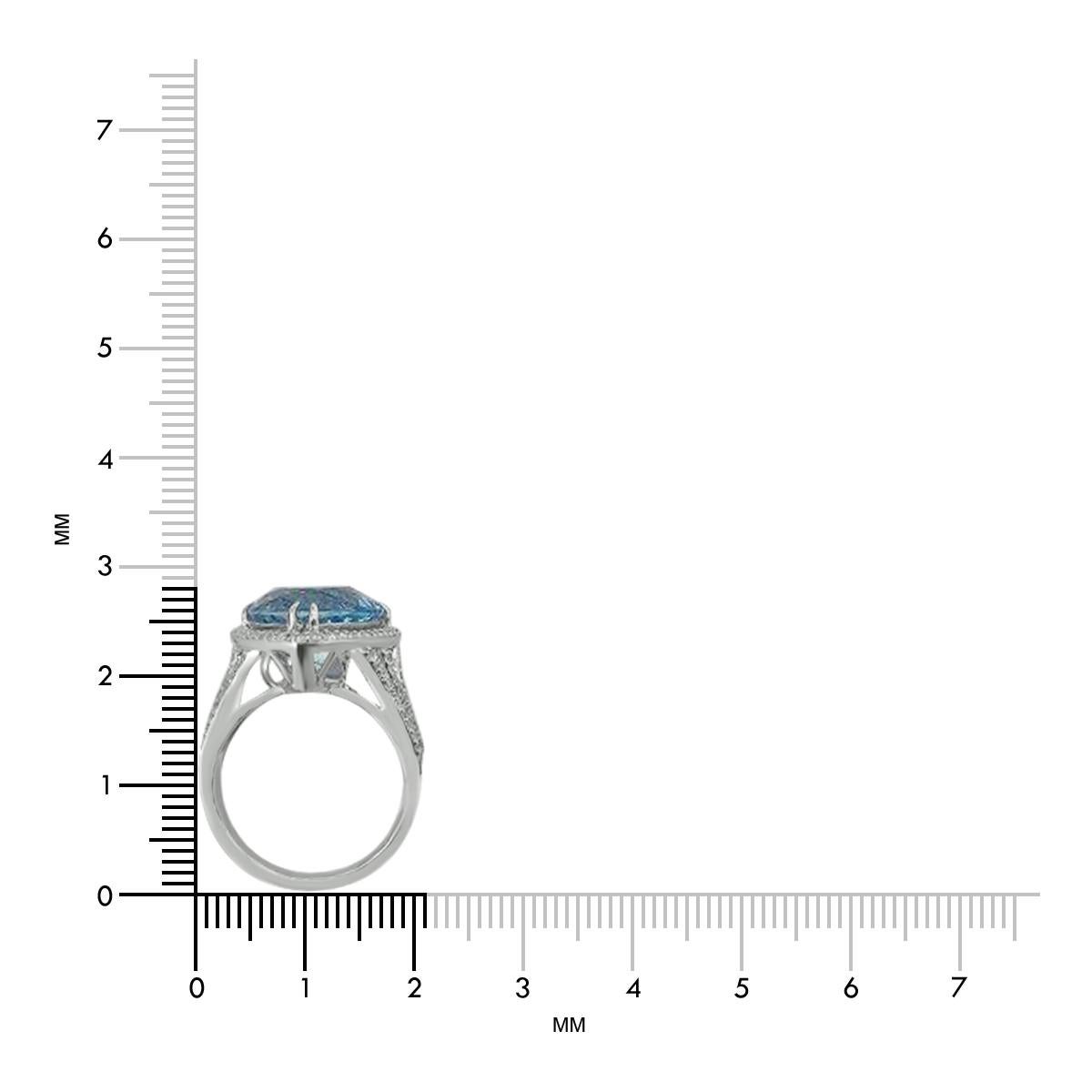 Women's 14K White Gold 5.61cts Aquamarine and Diamond Ring, Style# R3657 For Sale