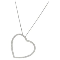 Collana con ciondolo a cuore XL con diamante in oro bianco 14k