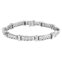 14K White Gold 6 3/4 Cttw Diamond 4 Stone Link Bracelet