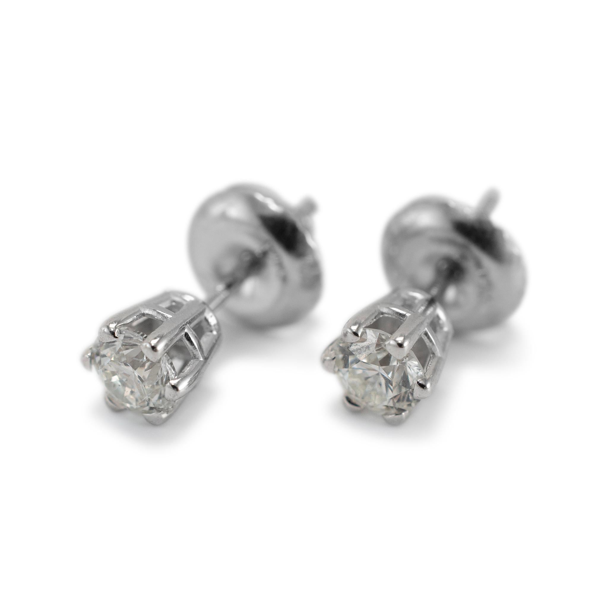 14K Weißgold 6-Schnallen-Ohrstecker mit Schraubenverschluss und 0,50 Karat Diamanten (Rundschliff) im Angebot