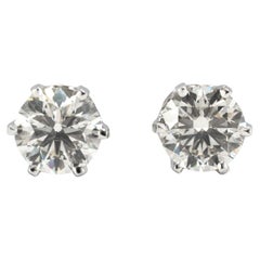 Orecchini con diamanti rotondi da 2,60 carati in oro bianco 14K a 6 punte con chiusura a vite