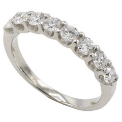 14K White Gold .60 Carat 8 Stone Natural Round Diamond Half Wedding Band Ring