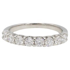14K White Gold .60 Carat 8 Stone Natural Round Diamond Half Wedding Band Ring
