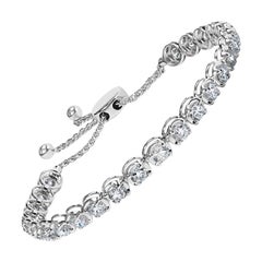 Oro blanco de 14 quilates Diamante de 6,0 quilates Pulsera de Tenis Bolo Ajustable de 4"-10