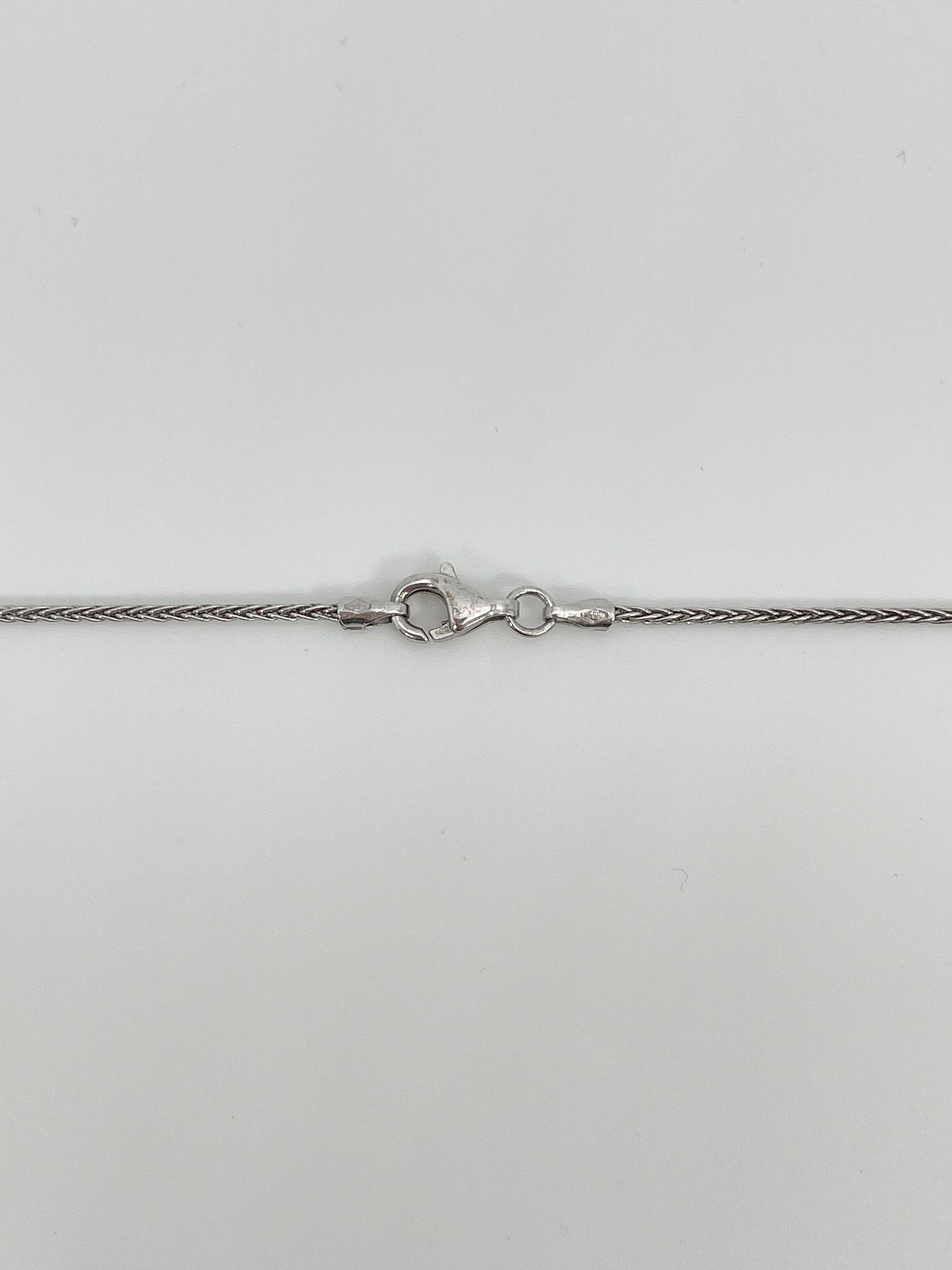 Women's 14K White Gold .60 CTW Double Diamond Rectangle Pendant Necklace  For Sale