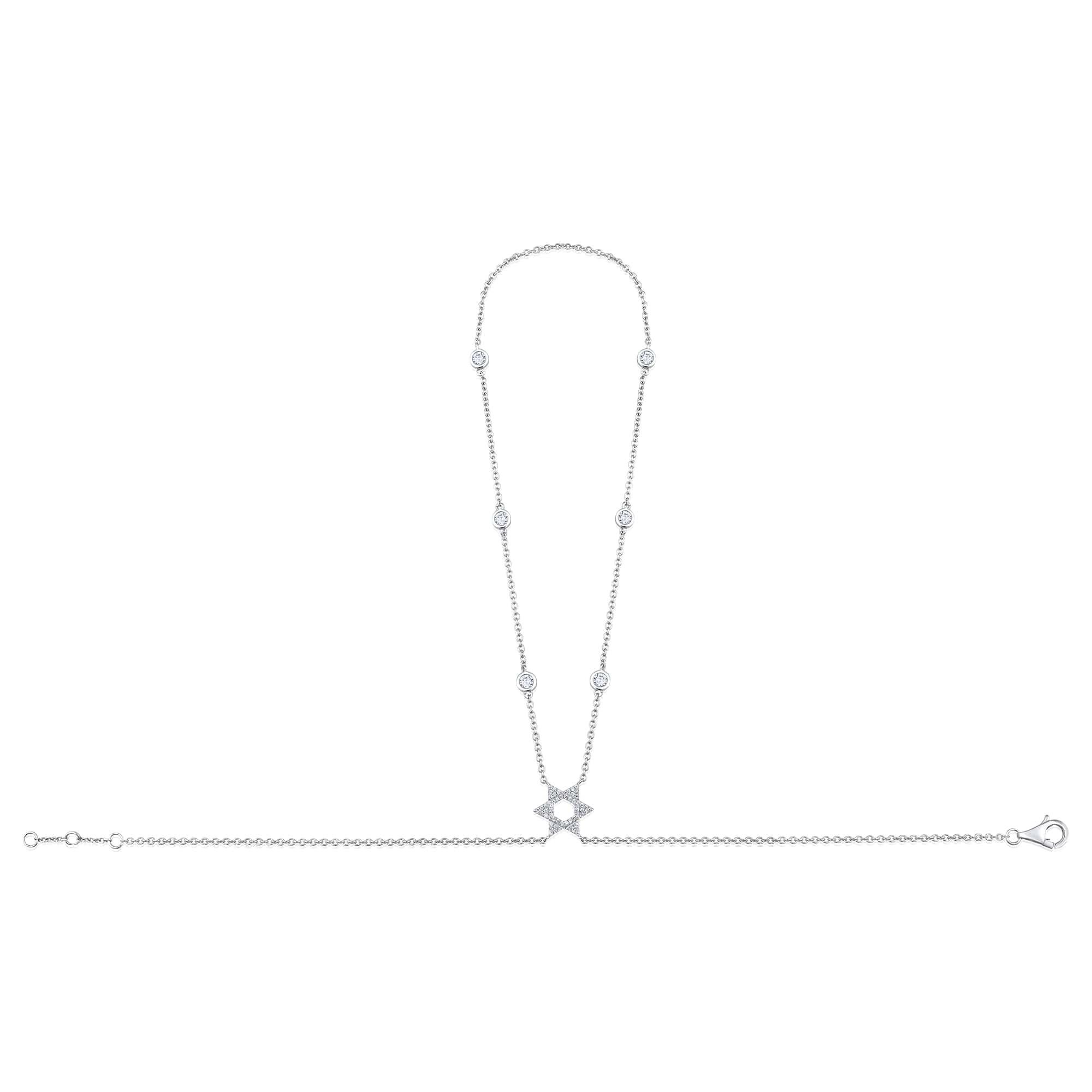 Moderno Catena a mano Celestial Star in oro bianco 14K con 60 diamanti in vendita