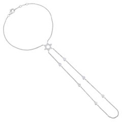 Chaîne d'étoile céleste en or blanc 14 carats avec 60 diamants