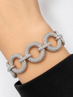 14K White Gold 6.01 Carat Diamond Link Bracelet - 7 inches