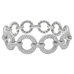 14K White Gold 6.01 Carat Diamond Link Bracelet - 7 inches