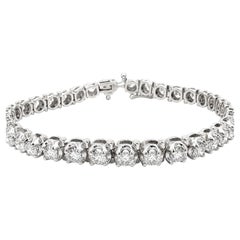 14k White Gold 6.0ctw Round Diamond Illusion Prong Set Line Tennis Bracelet