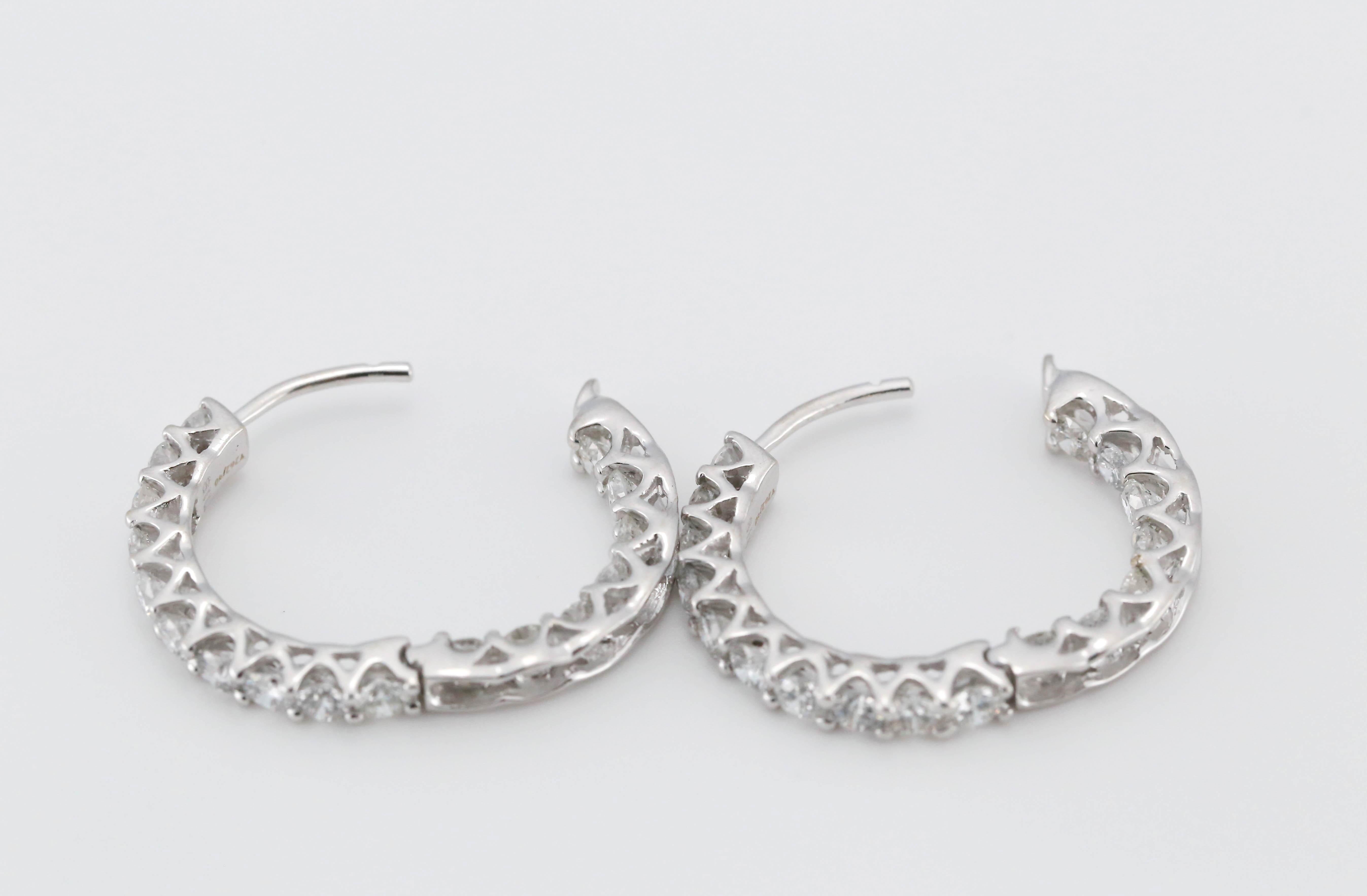 14k White Gold 6.12ctw Diamond Hoop Earrings - 6.9g For Sale 1