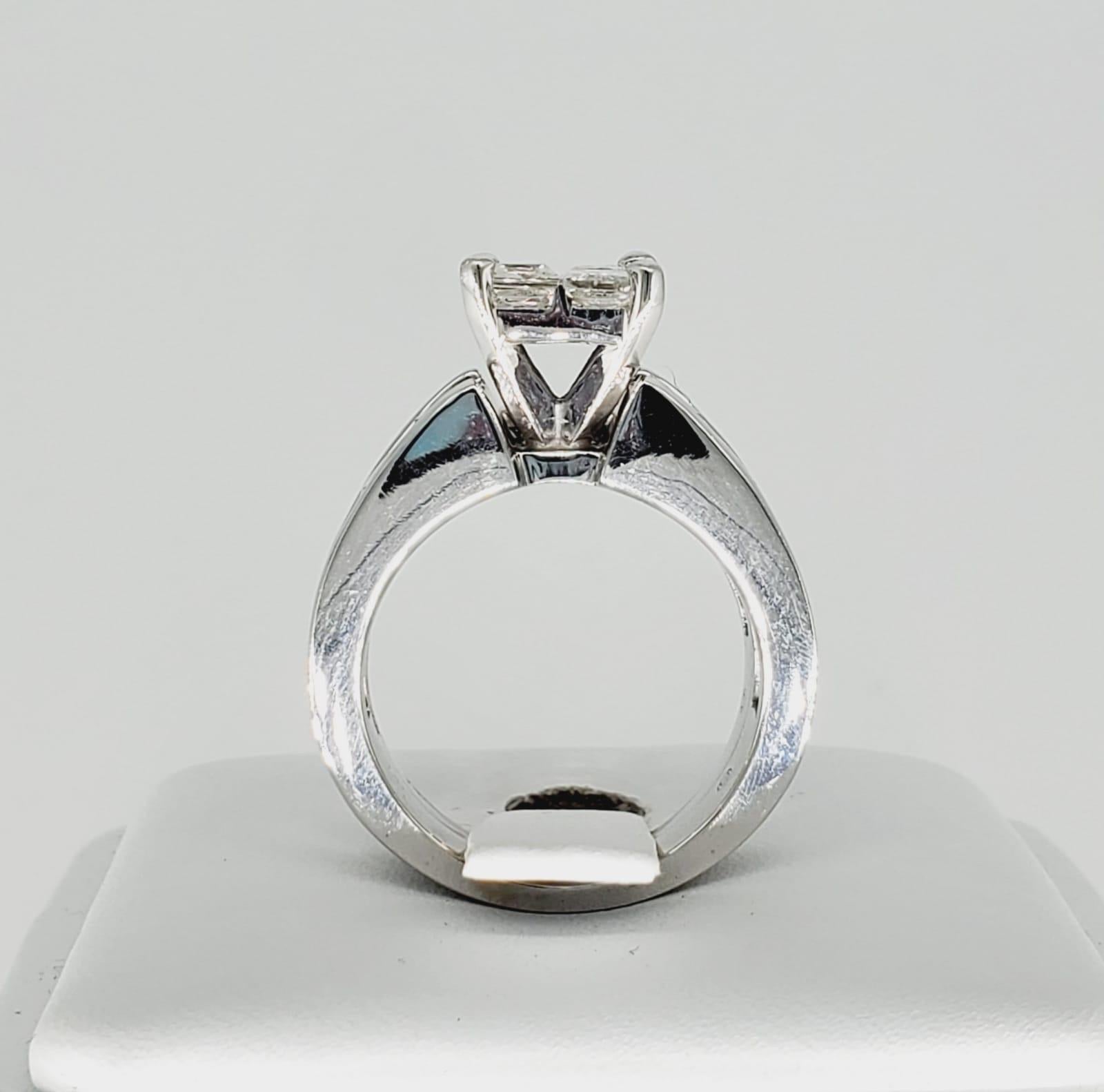 Round Cut 14 Karat White Gold 6.25 Carat Diamonds Channel Setting Engagement Ring Set For Sale