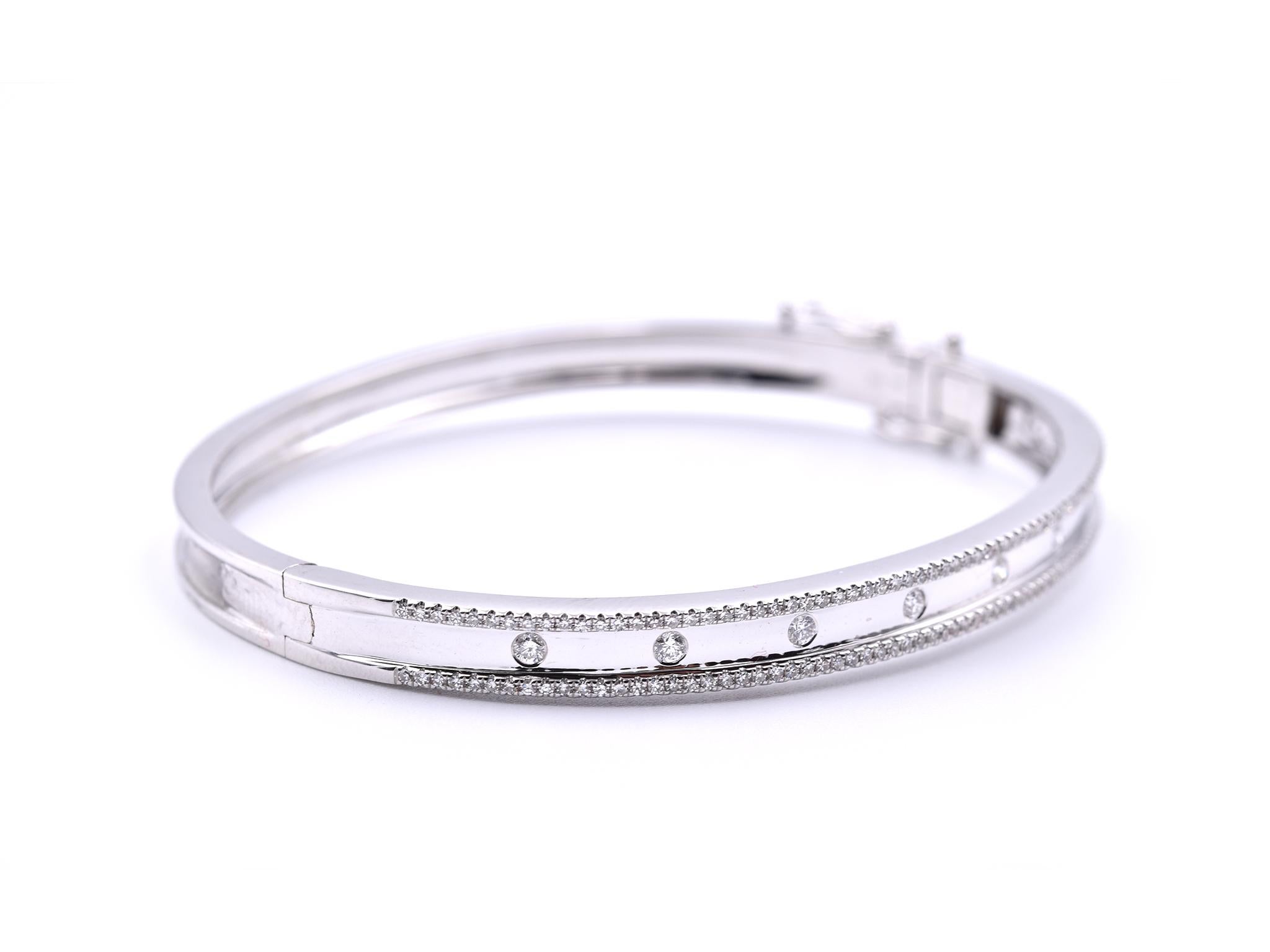 Round Cut 14 Karat White Gold .62 Carat Diamond Bangle