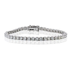 14K White Gold 6.37cttw Round Diamond Tennis Bracelet