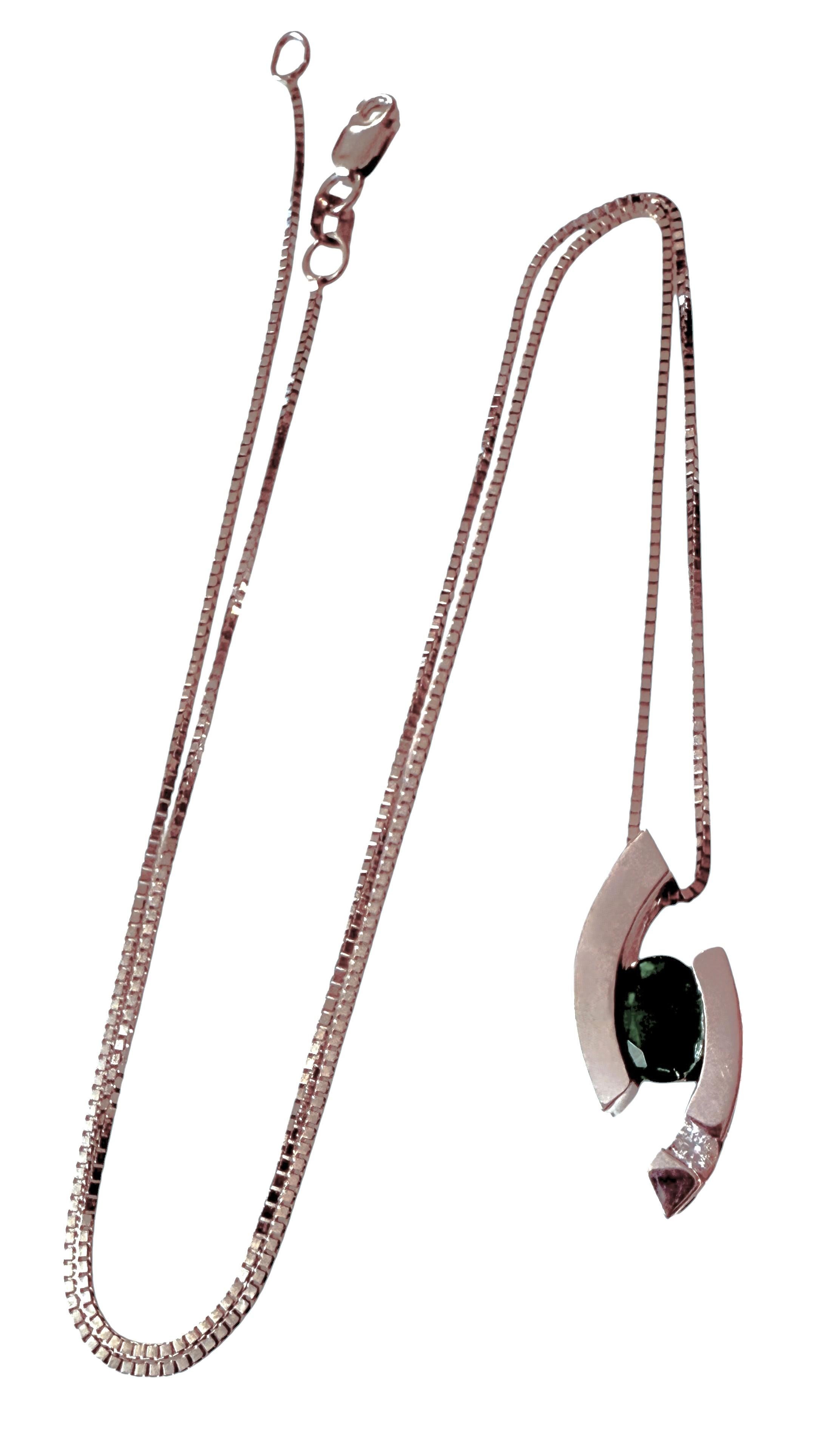 14k White Gold 6.5 Carat Emerald Brilliant Cut Diamond Slider Pendant Necklace For Sale 4