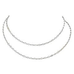 14K White Gold 6.55 Carat Single String Diamonds by the Yard Necklace