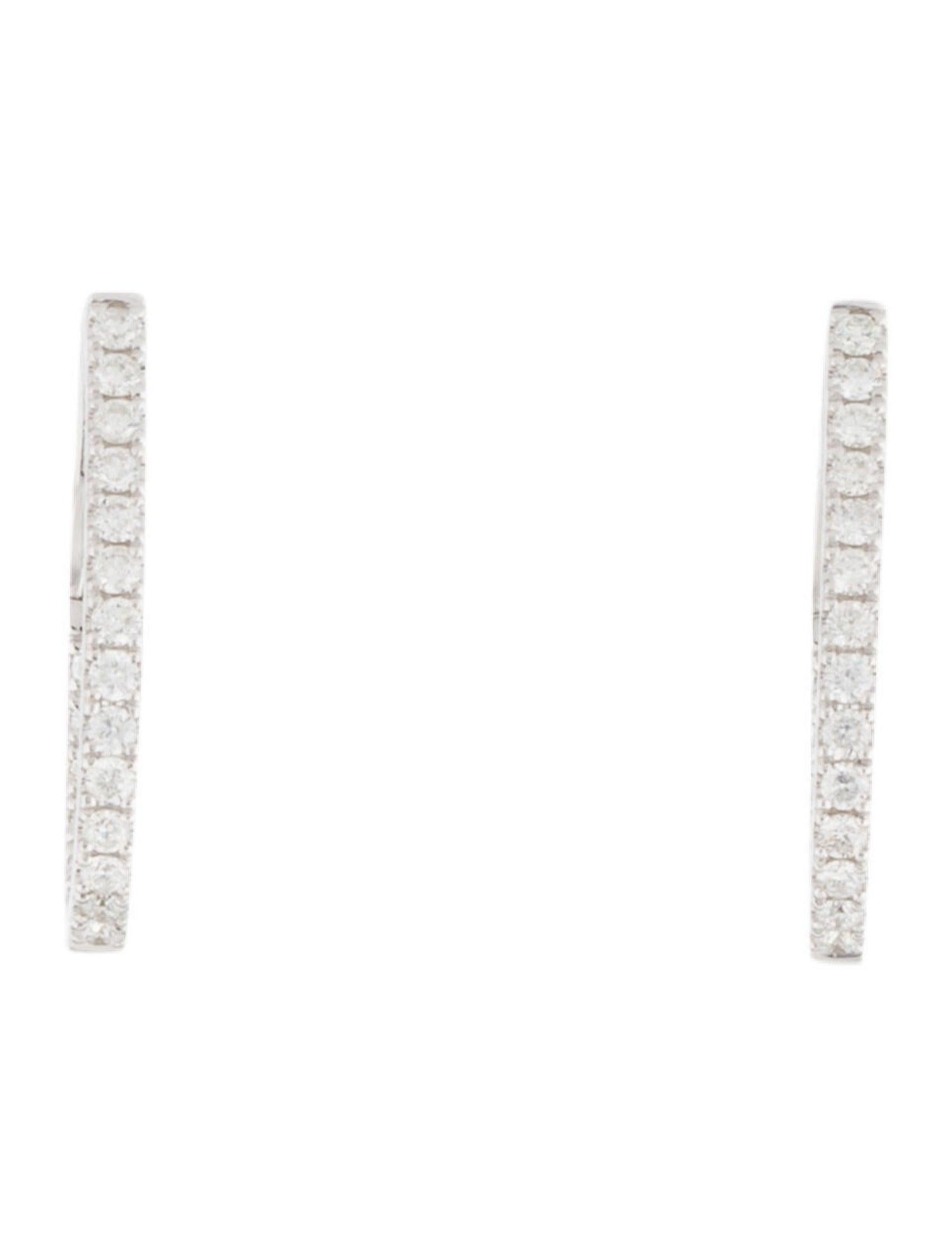 Quality Diamond Hoops: Made from real 14k gold and 44 glittering natural white approximately 0.65 ct. Certified diamonds, featuring a single row of white diamonds on the inside and outside of the earrings with a color and clarity of GH-SI. Earring