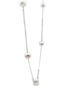 14K White Gold 6.5mm Akoya Cultured Pearl Necklace