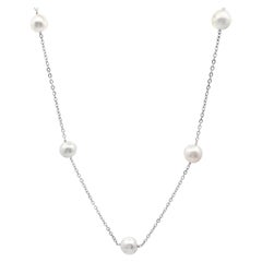 14K White Gold 6.5mm Akoya Cultured Pearl Necklace