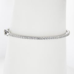 Bracelet ouvert en or blanc 14k 6.7" 1.25ct Round Prong Diamond Stack Hinged Open Bangle