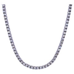 14k White Gold 6.70 Carat Round-cut Diamonds Tennis Necklace