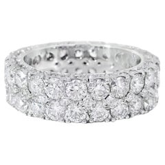 14k White Gold 6.75ctw Two-row Round Brilliant Diamonds Ring