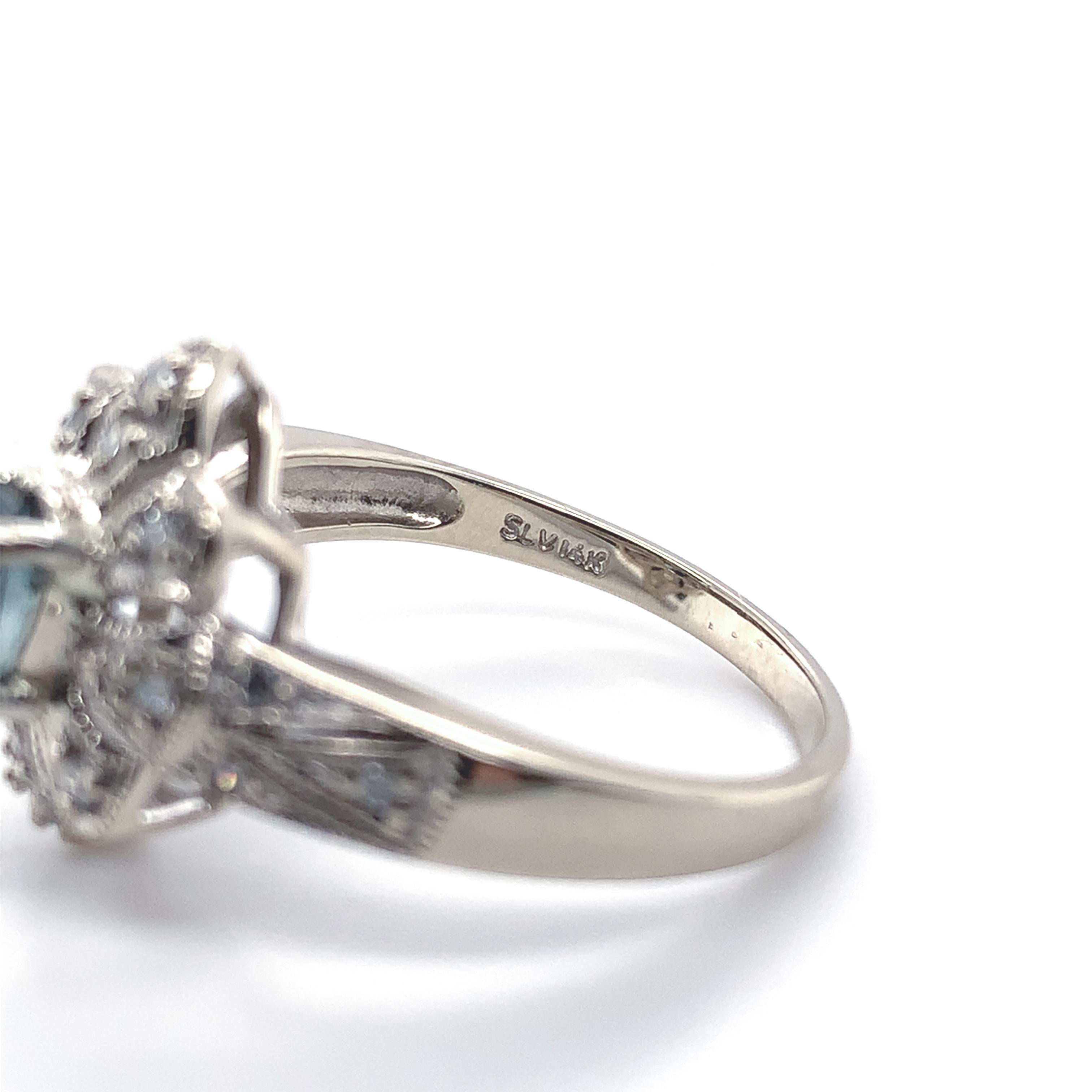 Anillo de oro blanco de 14 quilates .67ct Zafiro Montana Natural sin calentar en venta 4