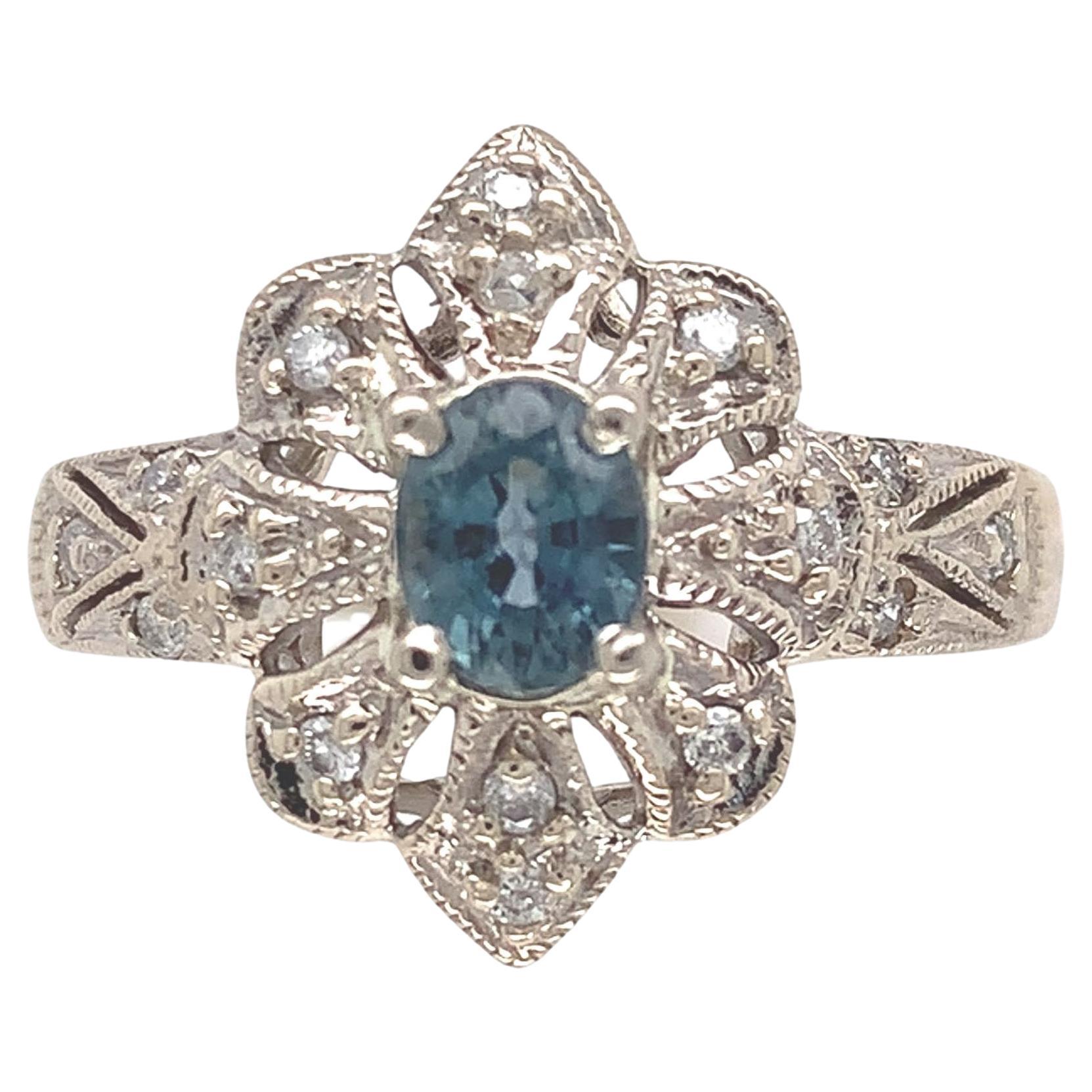 14K White Gold .67ct Montana Sapphire Ring Natural Unheated