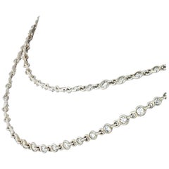 14K White Gold 6.85 Carat Round Single String Diamonds by the Yard Necklace