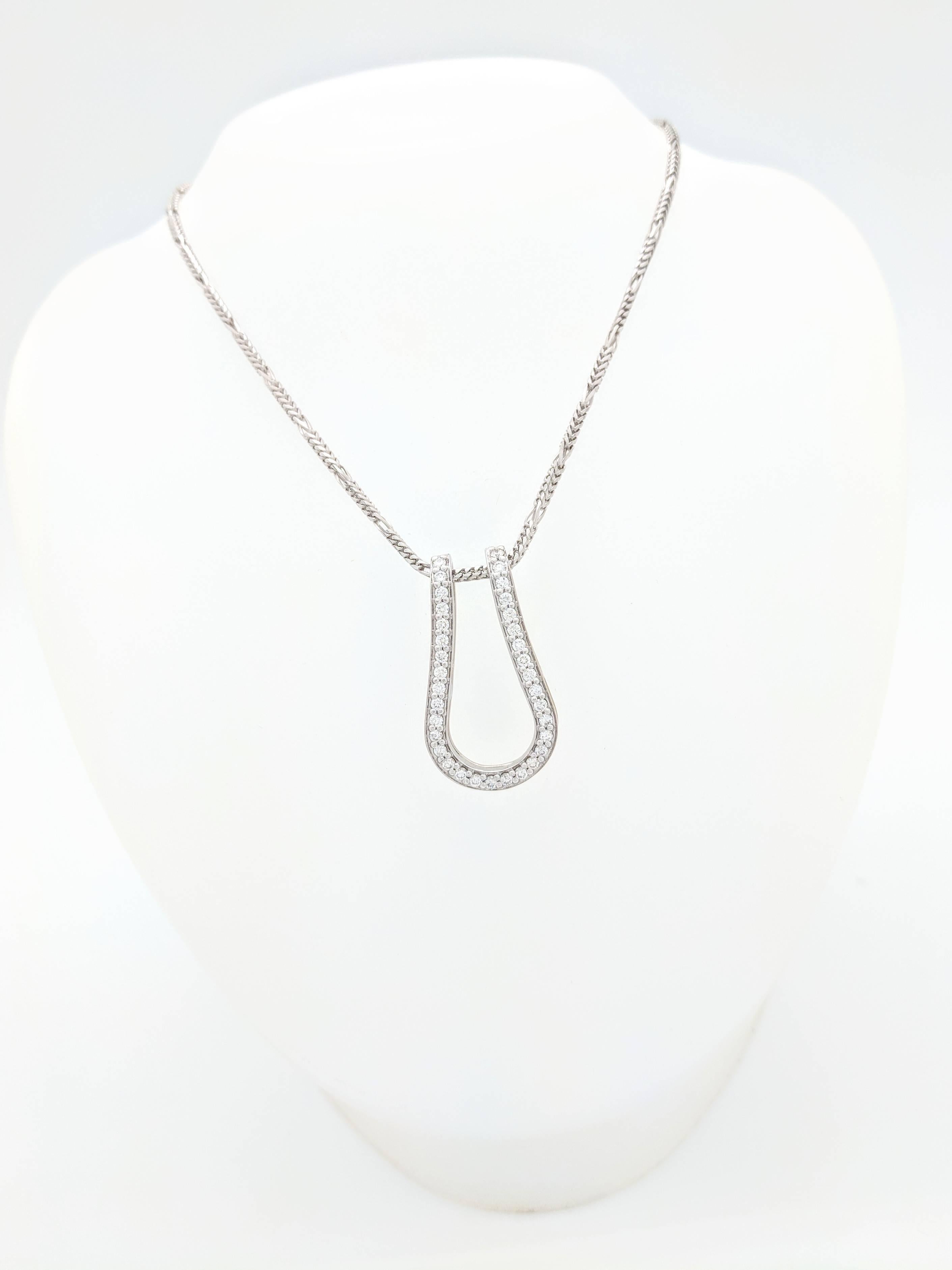 14K White Gold .68ctw Diamond Horseshoe Pendant Necklace 14.6 Grams

You are viewing a gorgeous diamond horseshoe pendant necklace. This pendant is crafted from 14k white gold and offers approximately .68ctw of round natural diamonds. We estimate
