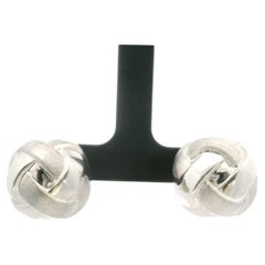 14k White Gold 6.8g Braided Knot Stud Earrings Italy
