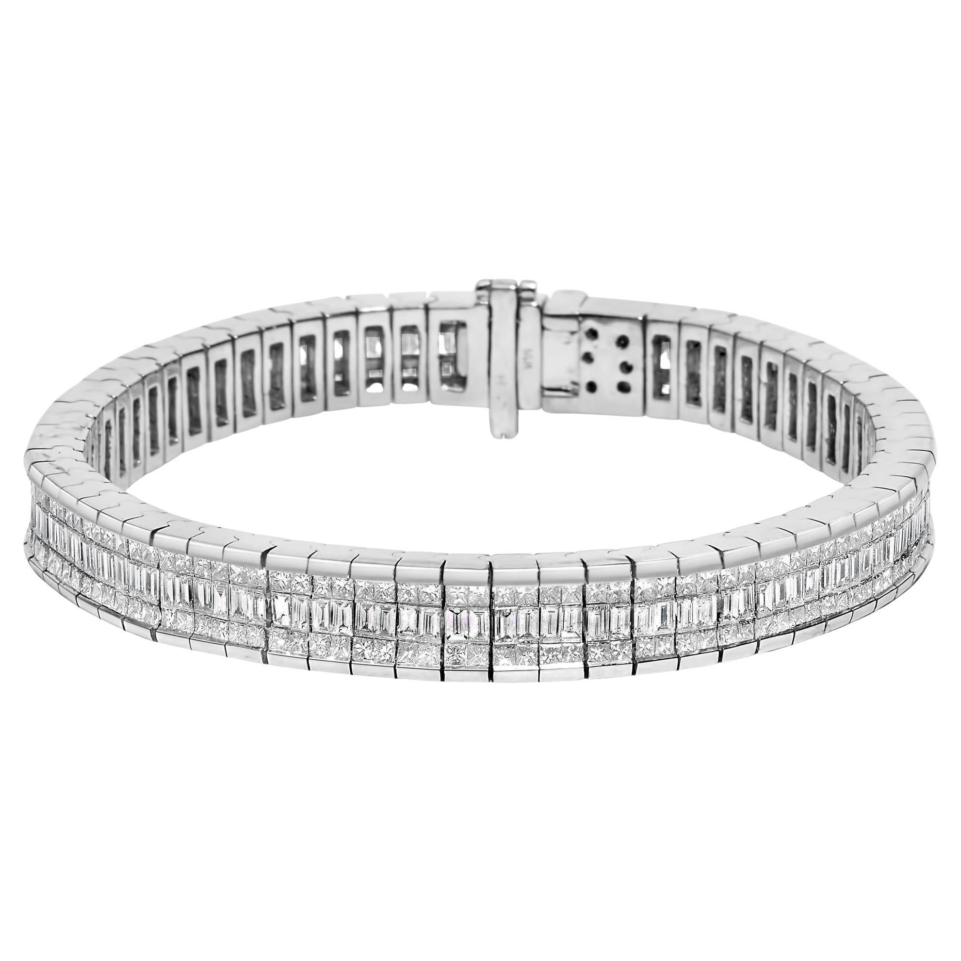 14K Weißgold 7 7/8 Cttw Diamant Eternity Line Tennisarmband im Angebot