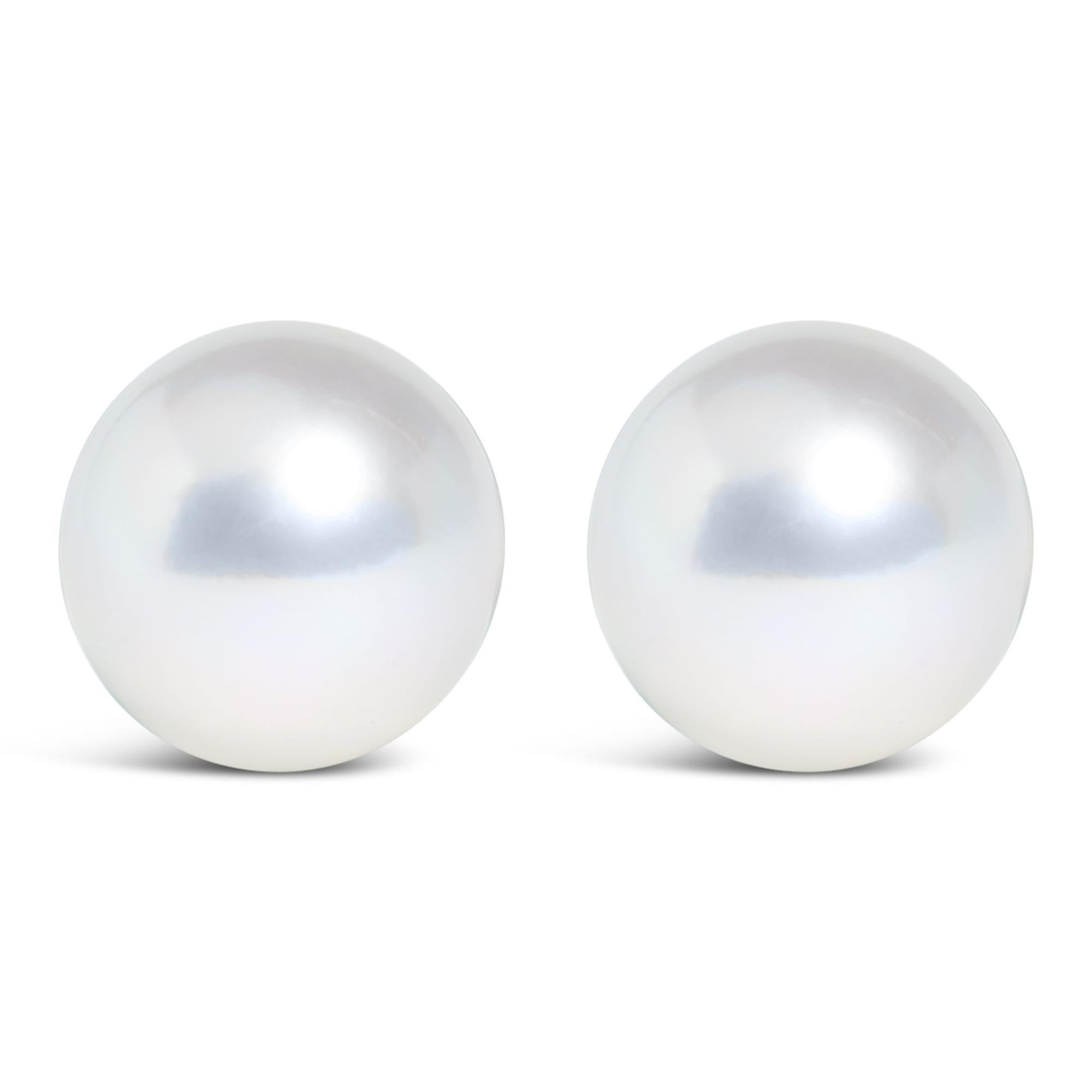 Moderno Orecchini solitari di perle d'acqua dolce coltivate in oro bianco 14K 7-7,5MM in vendita