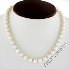 14k White Gold 7-7.5mm Cultured Pearl 15" Stand Necklace Diamond Clasp