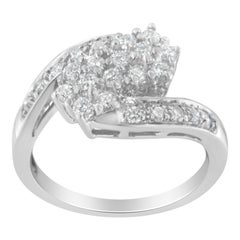 14K White Gold 7/8 Carat Diamond Cluster Ring Band